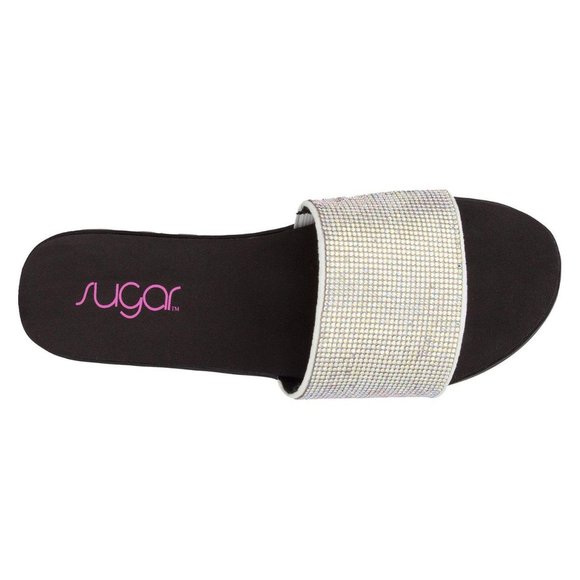 SUGAR SAHARA SLIDE SANDALS white/silver with rhinestones sz. 10 - bling - Picture 3 of 5